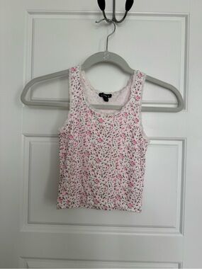 Kids FBZ Pink Floral Lace-Trim Tank Top Size Medium